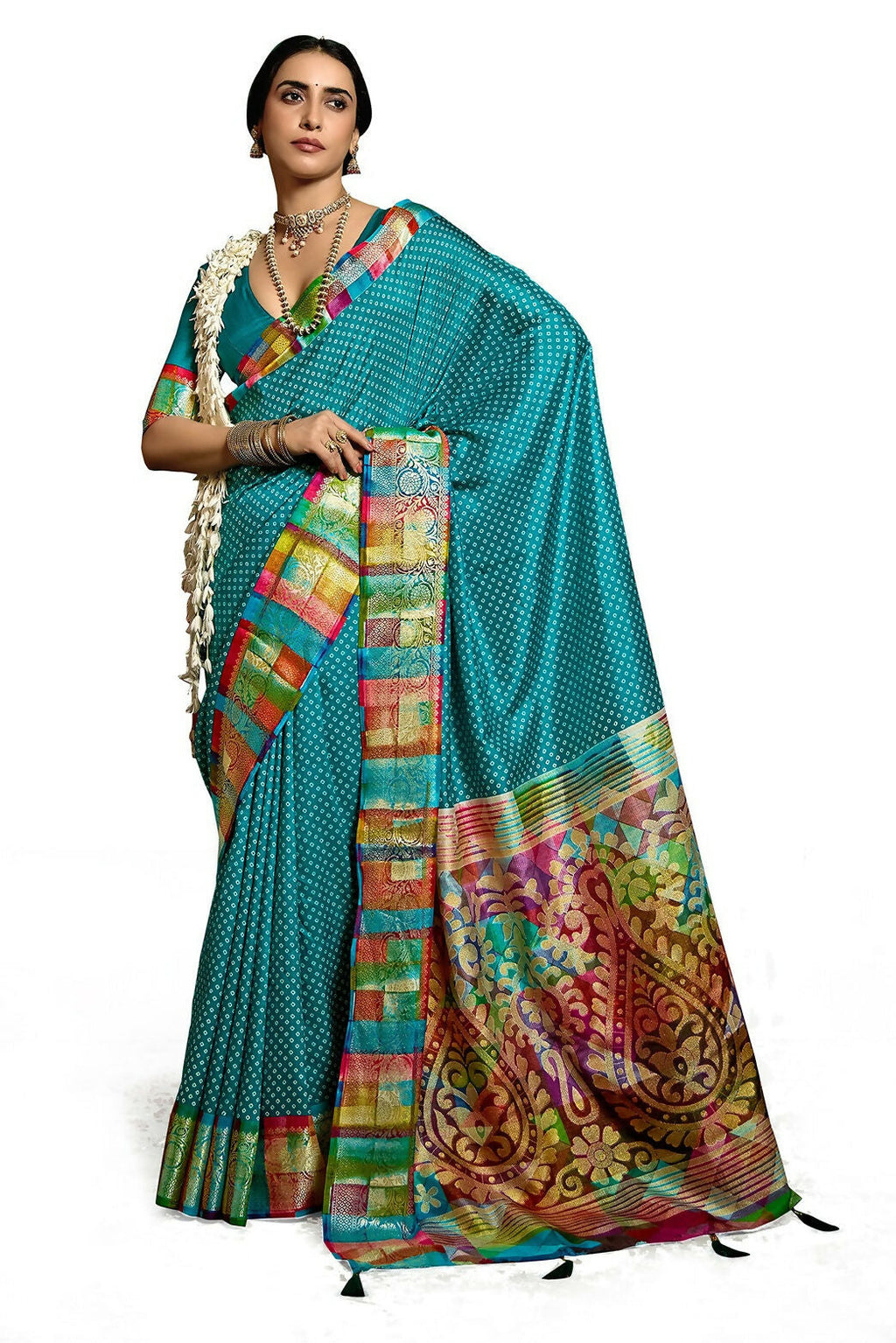 Joban Fashion Tushar Silk Green Colored With Zari Border And Designer Pallu Saree | Grocsy