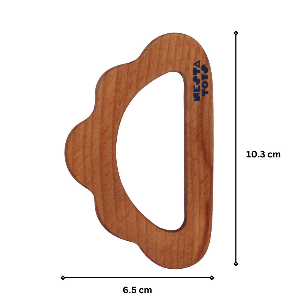 Nesta Toys Beech Wooden Cloud Teether, Baby Shower Gift, Newborn Toy (0-1.5 Years) | Grocsy