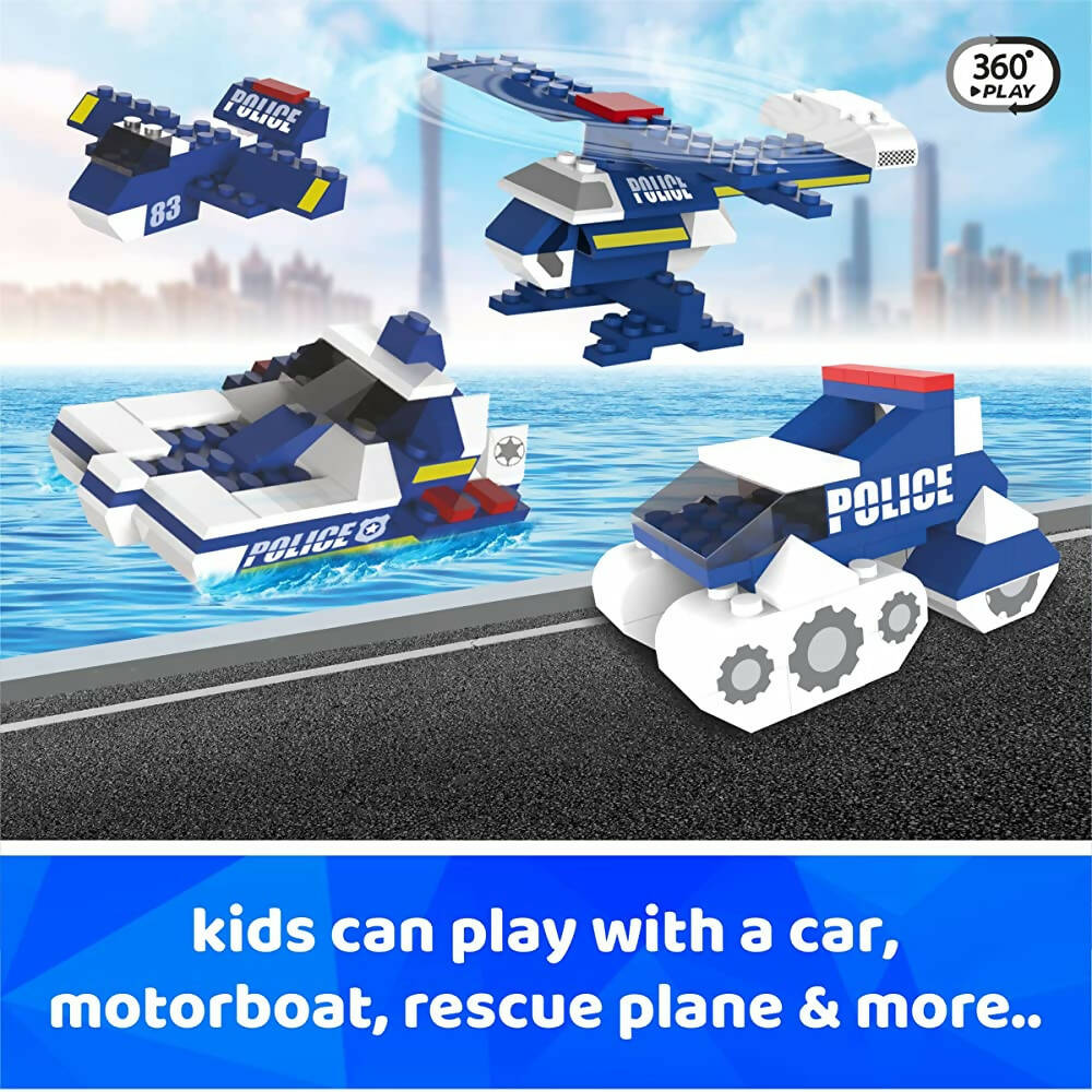 Webby 6 in 1 Police ABS Building Blocks Kit for Kids (169 Pcs) | Grocsy