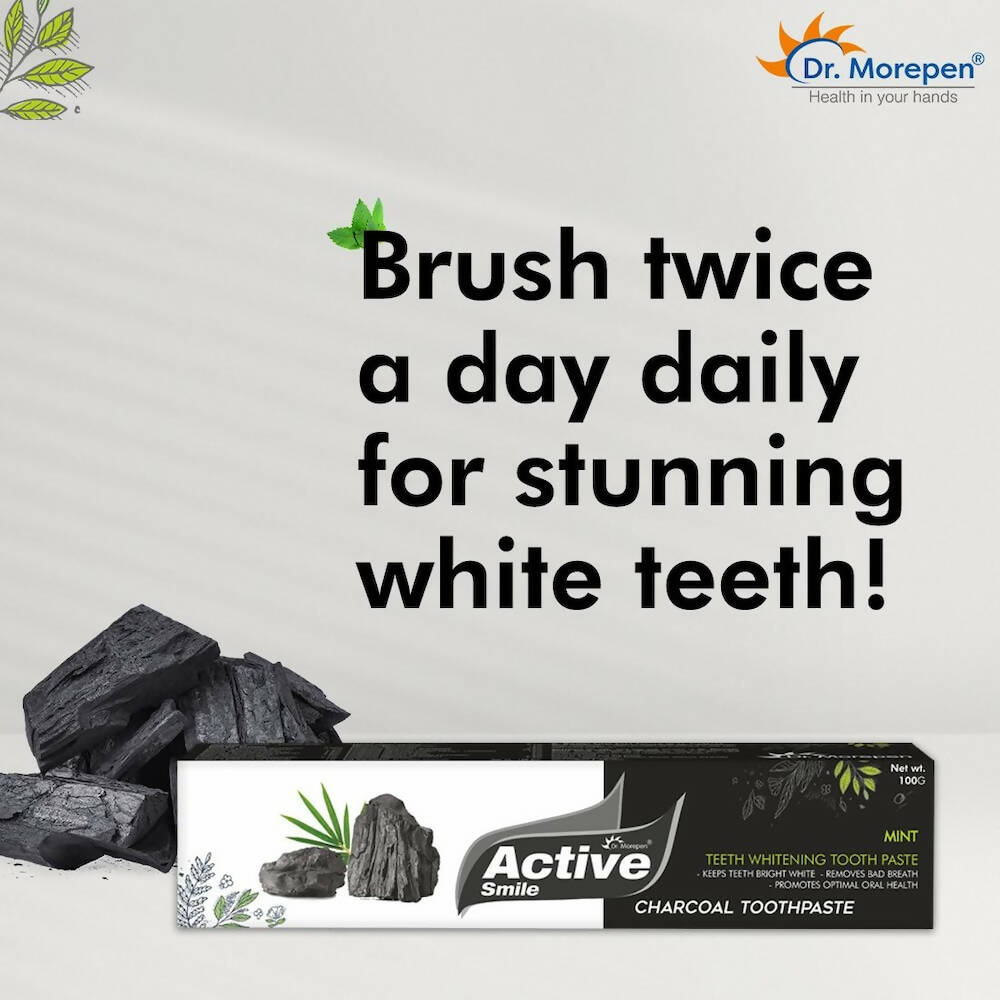 Dr. Morepen Active Smile Charcoal Toothpaste for Teeth Whitening & Bad Breath Removal | Grocsy