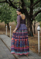 Jyoti Fashion Women's Purple Heavy Digital Printed Pure Chanderi Anarkali Dress | Grocsy