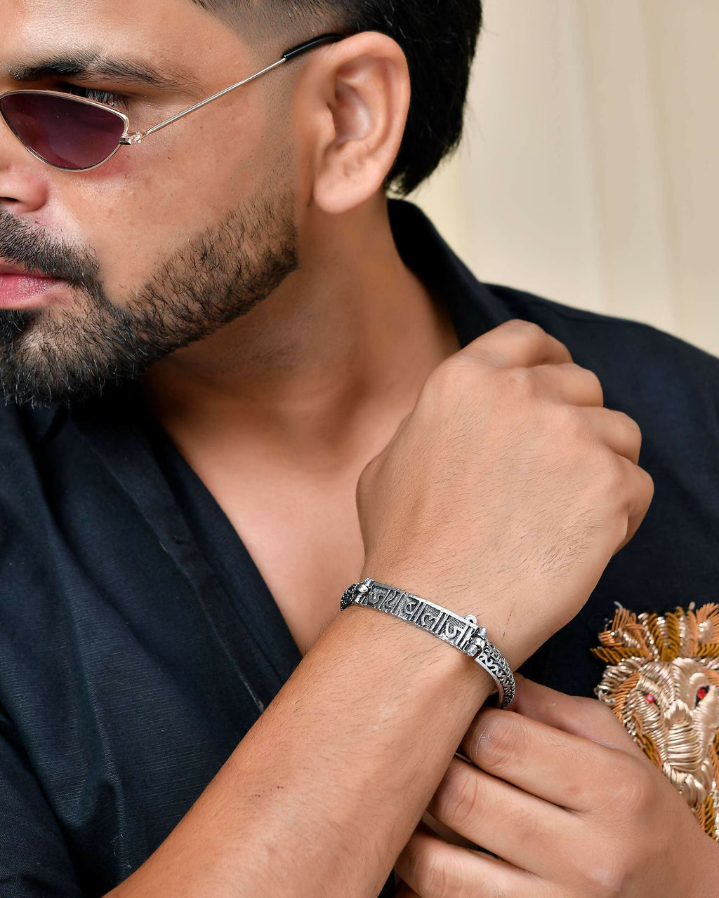 VOJ Silver Plated Kada Bracelet