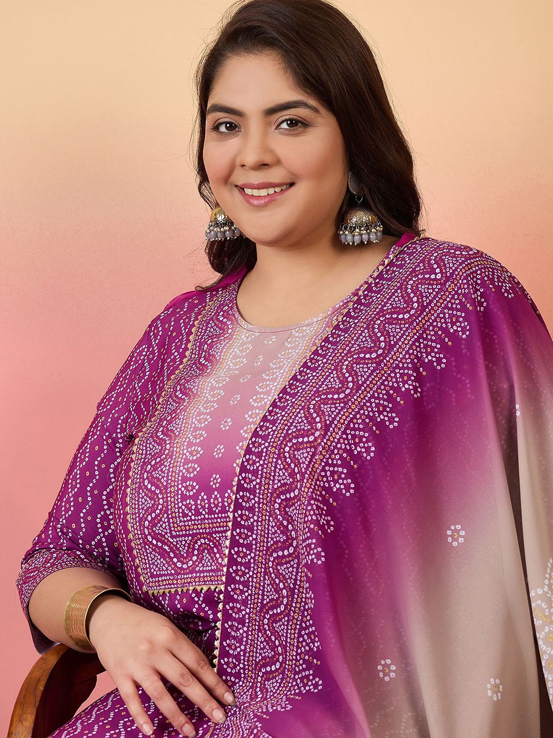 Sztori Women Bandhani Printed Regular Kurta with Trousers & With Dupatta | Grocsy