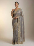 Joban Fashion Beige Fandy Satin Silk Party Wear Sarees | Grocsy