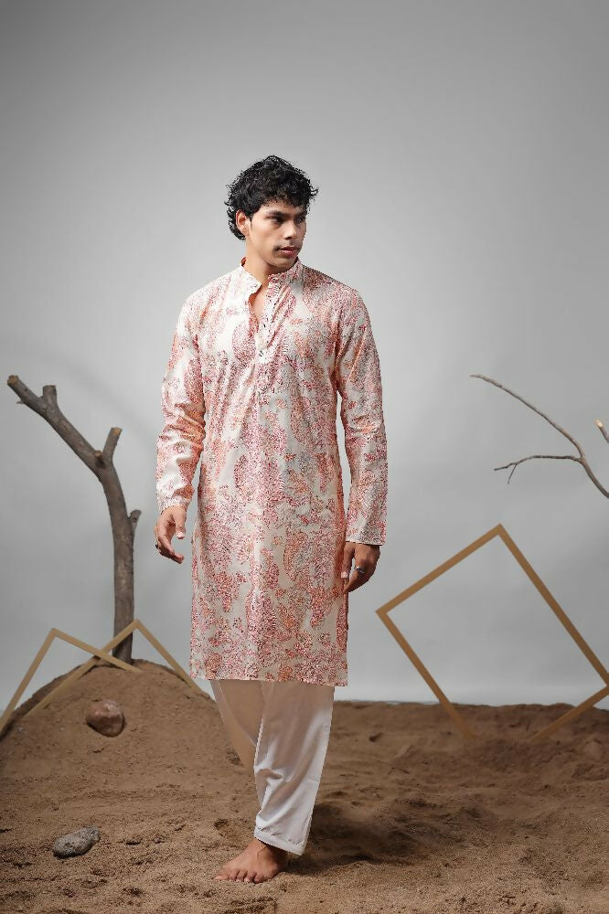 Pink Modal Designer Printed Kurta Set - Mahotsav | Grocsy