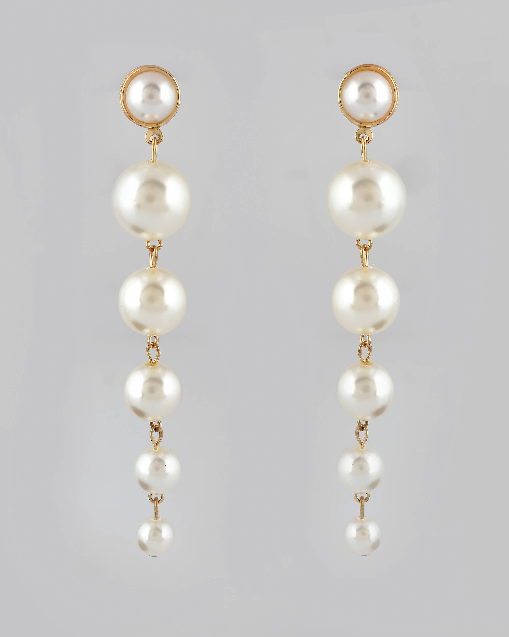 VOJ Women Gold Tone Pearl Stainless Steel Drops & Danglers Earrings
