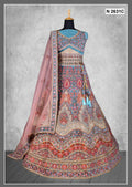 Blue Velvet Thread With Hand Work Lehenga Choli - Nimaya Tyohar | Grocsy