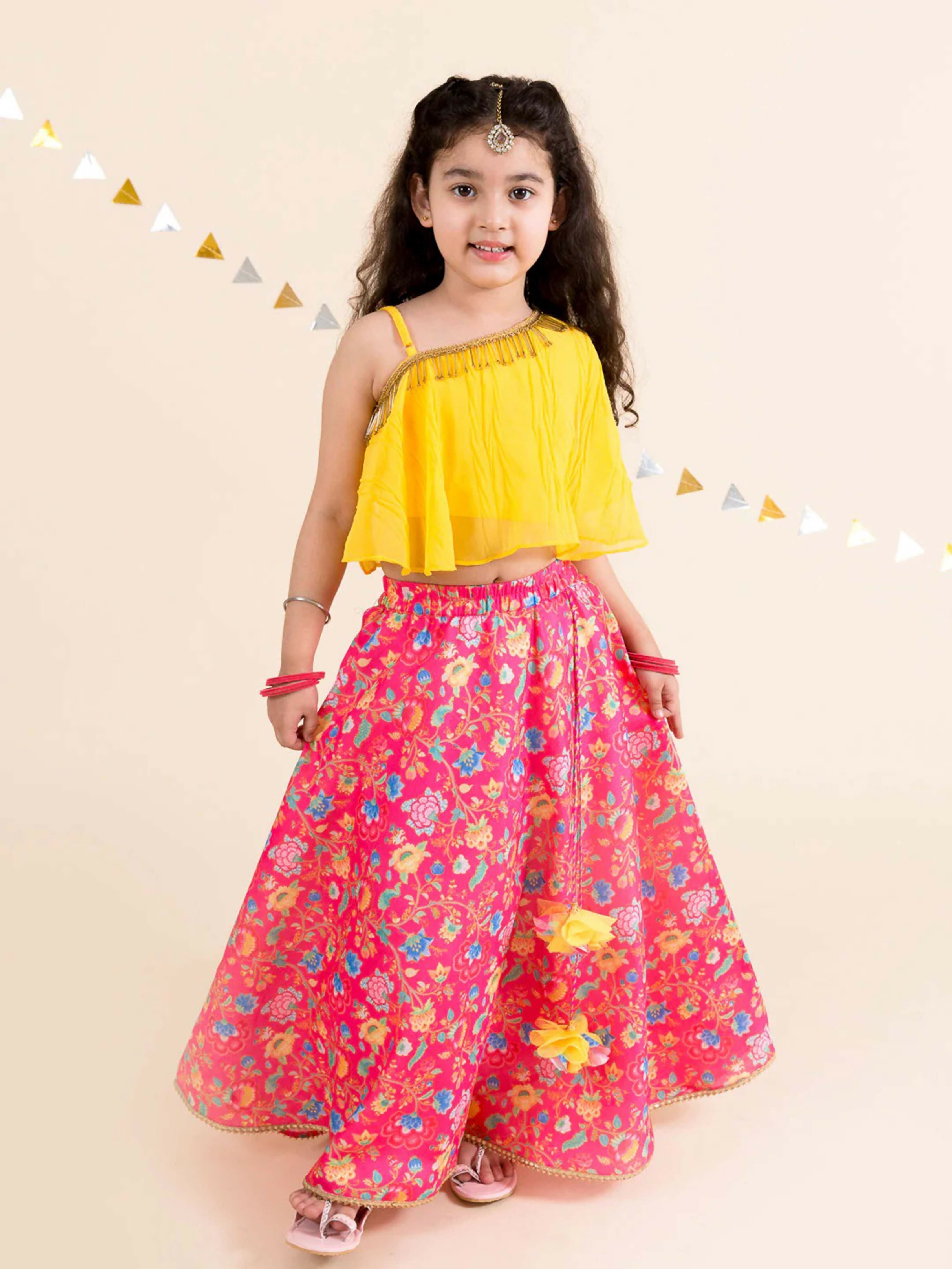 Joban Fashion Girl's Yellow Color Lehenga Choli | Grocsy