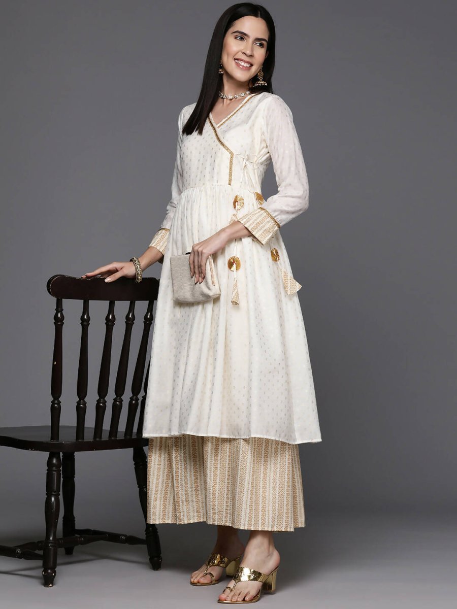 Ahalyaa Women's Traditional wear Ethnic Dress - Off White | Grocsy
