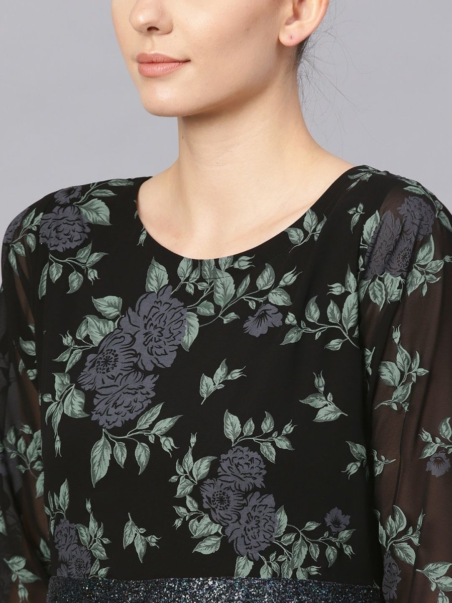Ahalyaa Black Georgette Anarkali Kurta With Dupatta | Grocsy