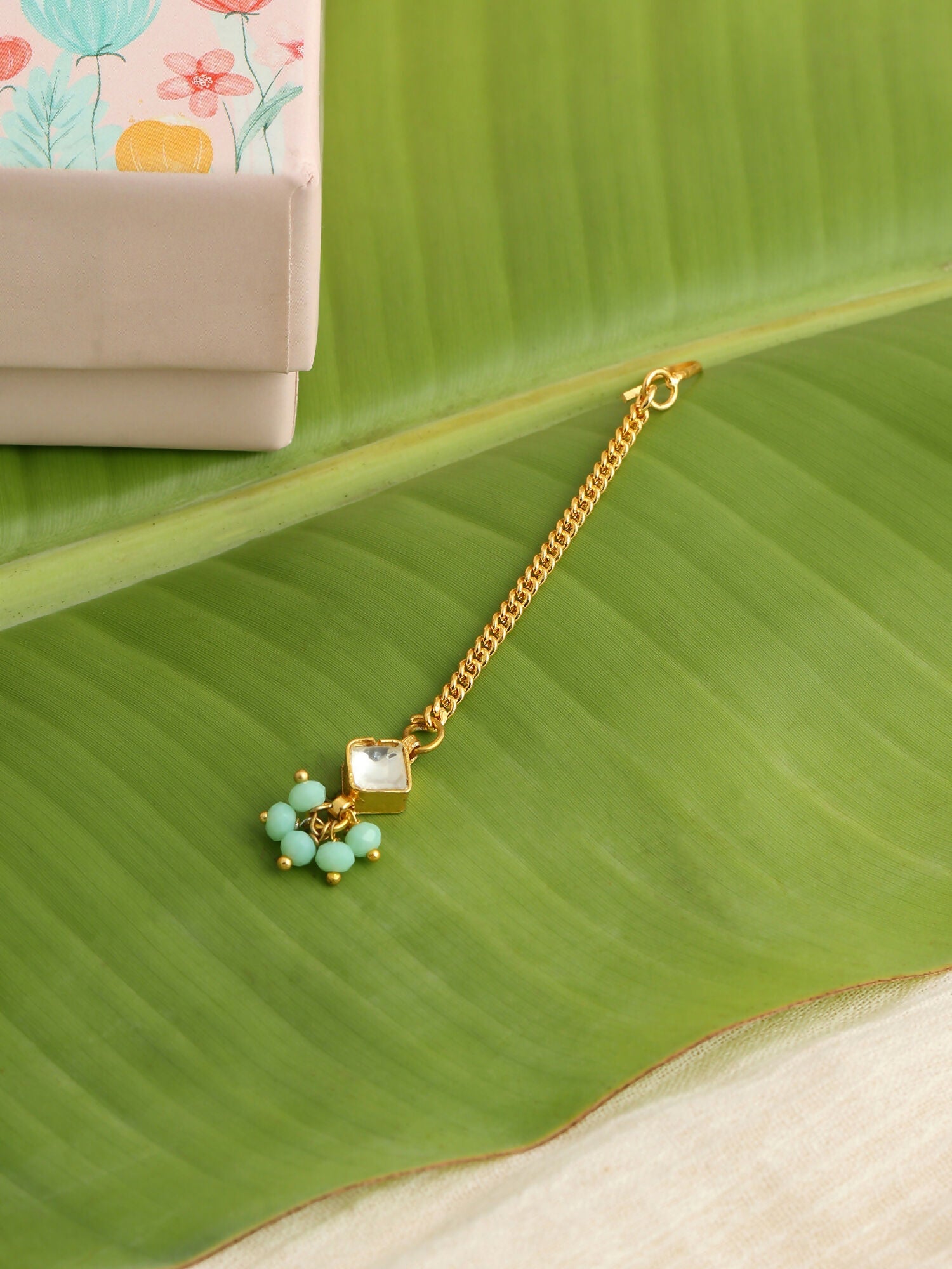 Ruby Raang Green Kundan Tikka | Grocsy