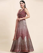 Maroon Organza Mirror With Coding Work Lehenga Choli with Dupatta - Tanya | Grocsy