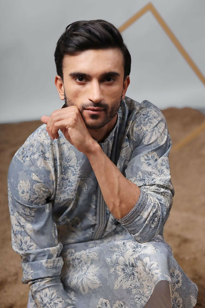 Blue Modal Designer Printed Kurta Set - Mahotsav | Grocsy