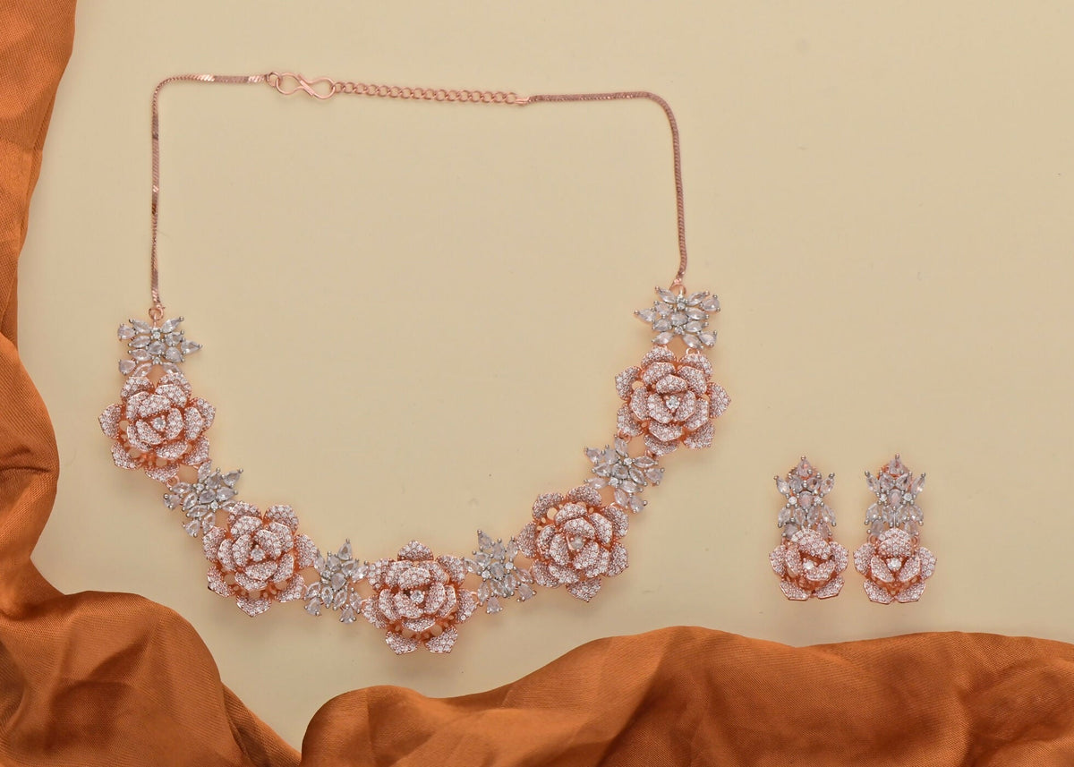 Joban Fashion Women Brass Golden White Ad Necklace Set | Grocsy