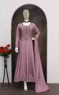 Teeya Creation Pink Color Heavy Vichitra Silk Embroidery Work Long Gown | Grocsy