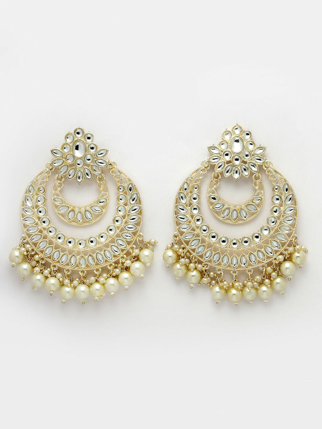 NVR Women Gold-Polished Kundan Handcrafted Chandbalis Earrings | Grocsy