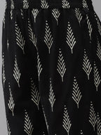 Yufta Women Black & Off-White Ethnic Motifs Printed Thread Work Cotton Kurta Set & Dupatta | Grocsy