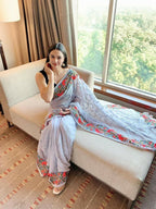 Vamsee Sandhya Grey Georgette Saree | Grocsy