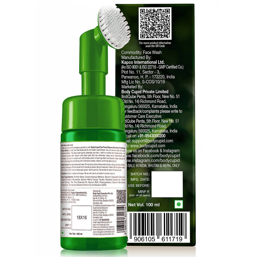 Body Cupid Tea Tree & Neem Anti Acne Foaming Face Wash | Grocsy
