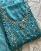 KC Sky Blue Silk Straight Suit For Women Heavy Embroidery Work | Grocsy