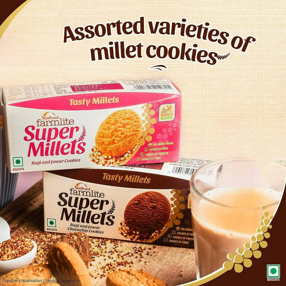 Sunfeast Farmlite Super Millets Chocochip Cookies | Grocsy
