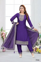 Joban Fashion Muslin Silk Purple Color Kurta Set | Grocsy