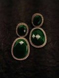 Smart Dangler With Rhino Stone Border Green Earrings For Women and Girls By House of Ree - House of Ree