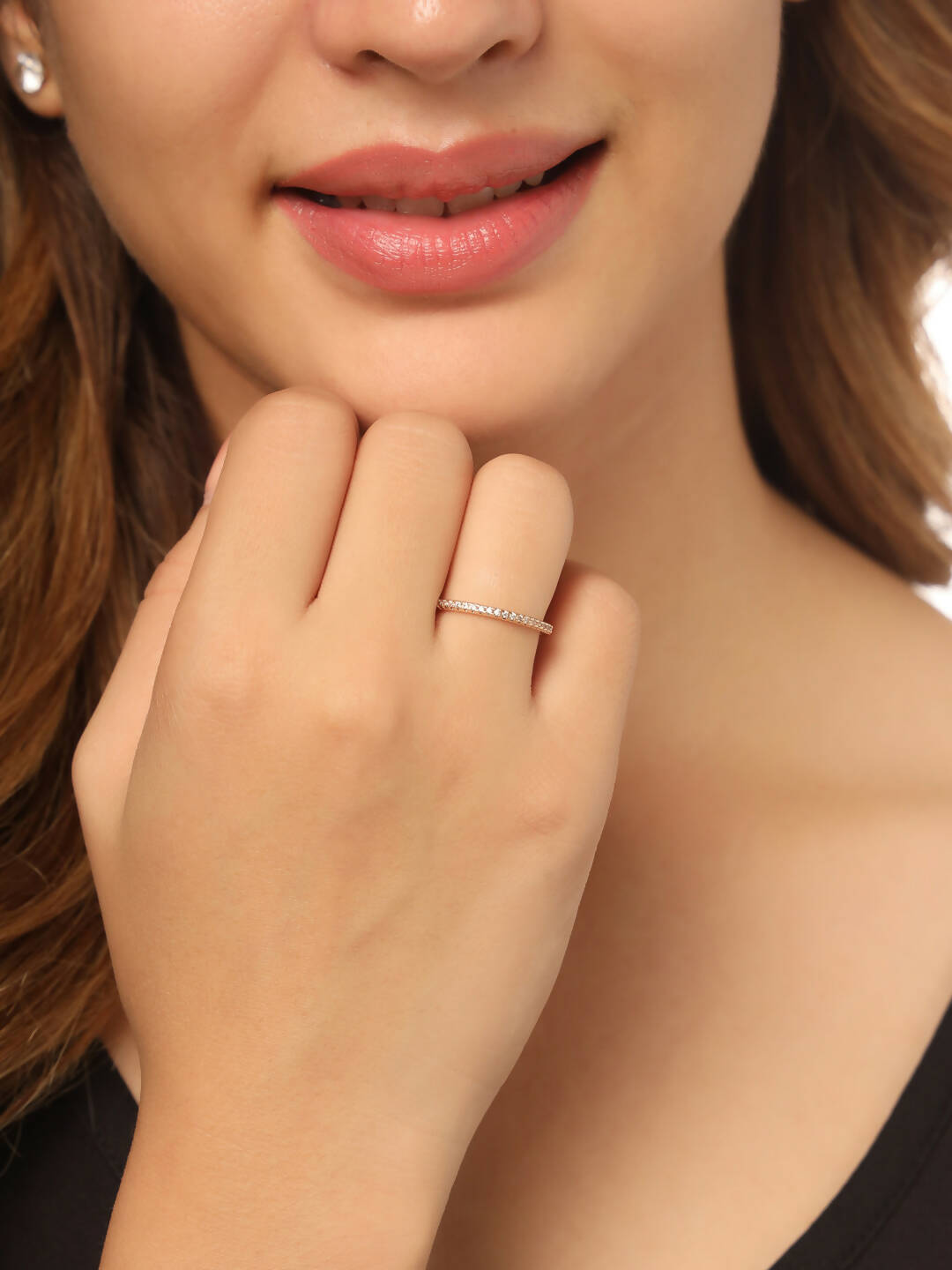 NVR Women's Gold-Polished Stylish Ring With Ad Stones | Grocsy