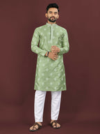 Anaita Green Embroidered Silk Straight Kurta | Grocsy