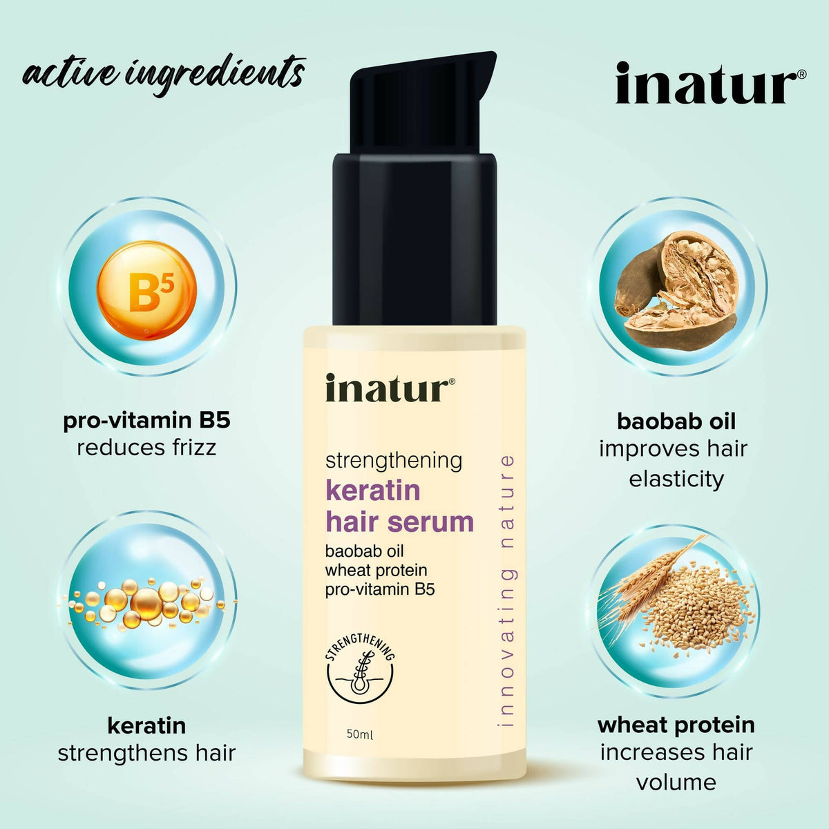 Inatur Strengthening Keratin Hair Serum | Grocsy