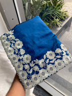 Teeya Creation New Trendy Stylish Party Wear Silk Saree-Blue | Grocsy