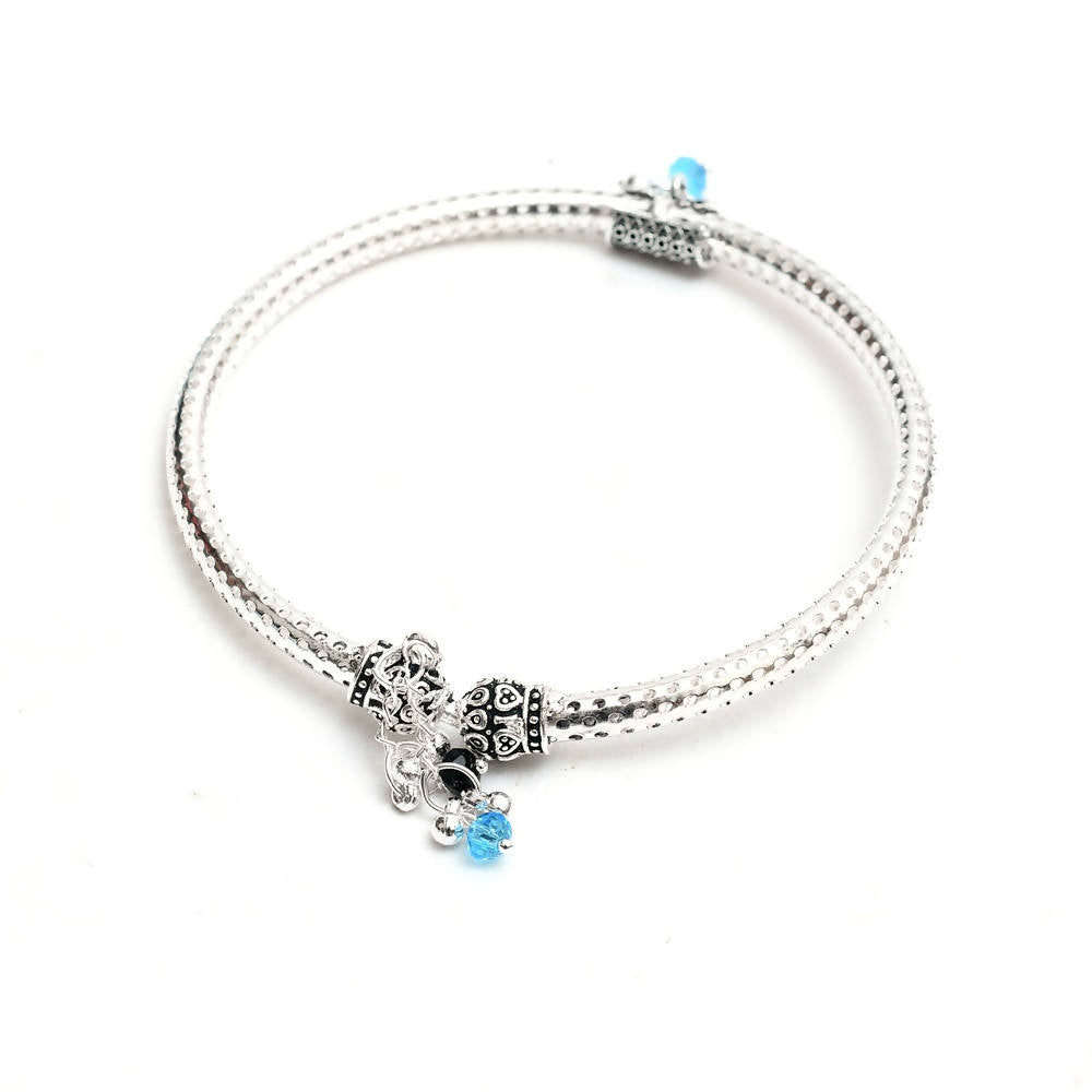 Mominos Fashion Kamal Johar Oxidised Silver Kadiyam Style Anklets | Grocsy