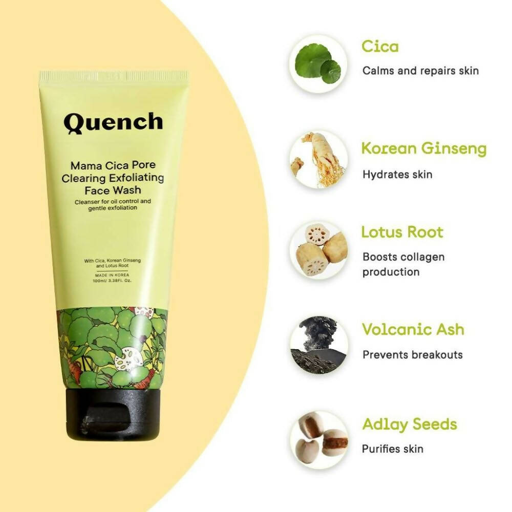 Quench Botanics Mama Cica Pore Clearing Exfoliating Face Wash - Korean Skincare | Grocsy