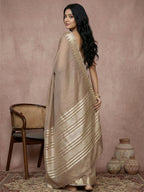 Shree Shyam Fashion Beige Cotton Saree | Grocsy