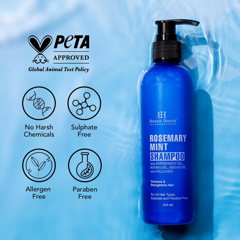 Botanic Hearth Rosemary Mint Shampoo with Peppermint Oil, Jojoba Oil & Collagen | Grocsy