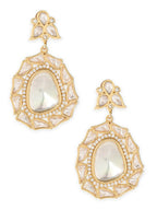 Gold Tone Moissanite Stone Earrings- Ruby Raang | Grocsy