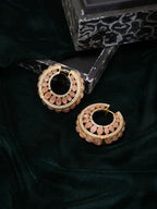 Ruby Raang Gold Polished Peach Round Kundan Loops | Grocsy