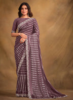 Lavender Georgette Kasab Designer Saree with Unstitched Blouse - Norita Mahitha | Grocsy