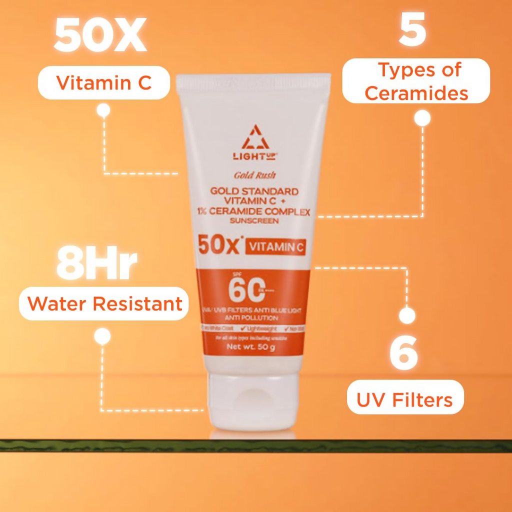 Light Up Gold Rush Gold Standard Vitamin C + 1% Ceramide Complex Sunscreen | Grocsy