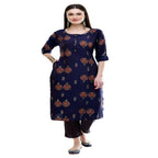 Lagi Women's Blue Printed Straight Kurta & Pant (MC38B) | Grocsy