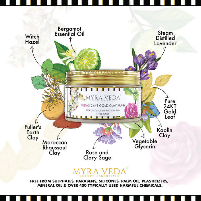 Myra Veda Midas 24KT Gold Clay Mask | Grocsy