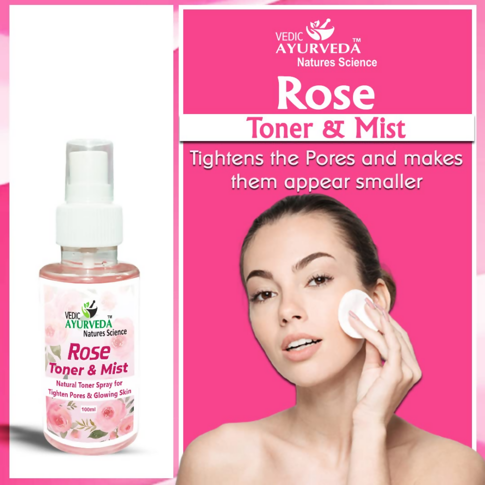 VedicAyurveda Rose Toner & Mist Steam Distilled Rose Water | Grocsy