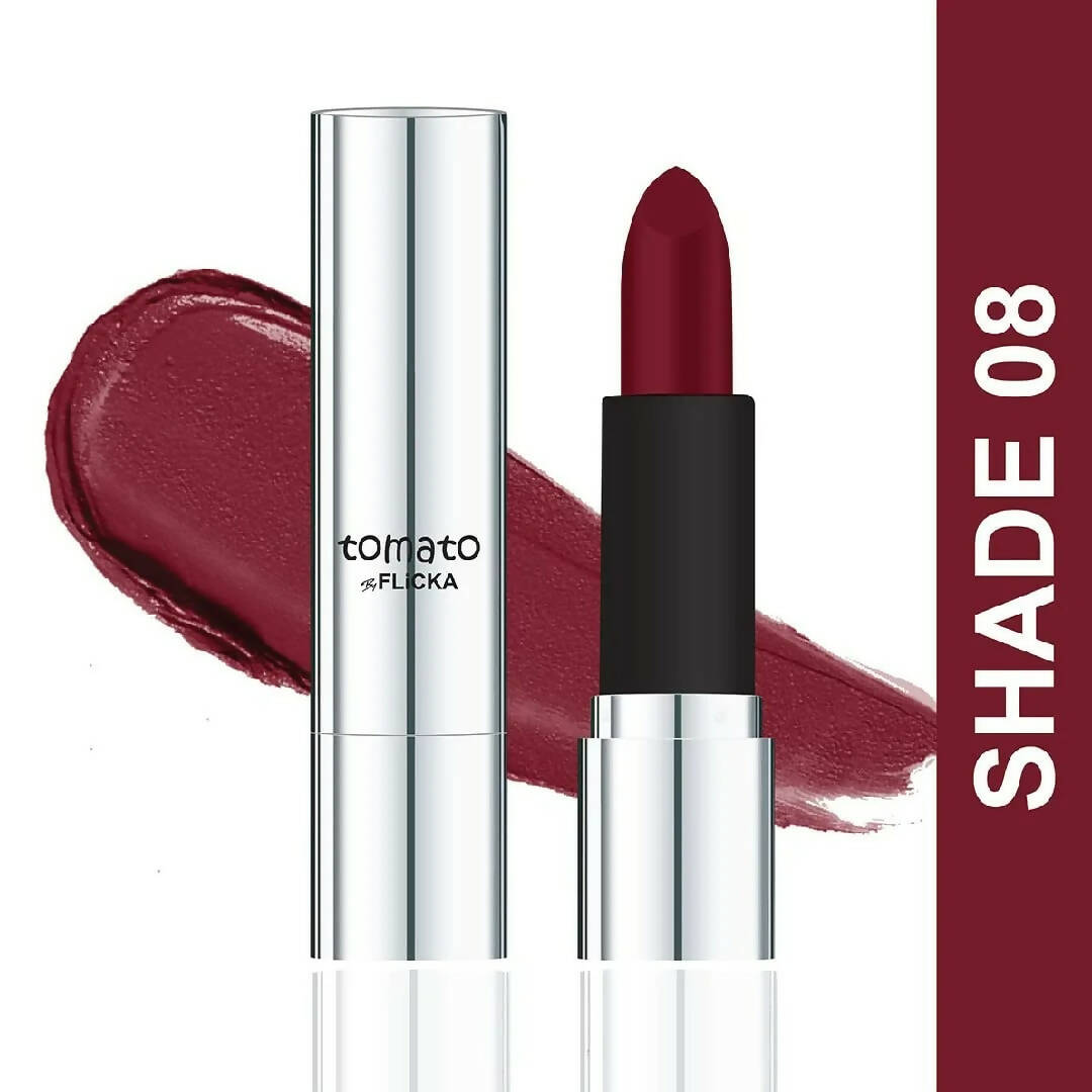 Flicka Tomato Maroon Matte Finish Lipstick Shade 08 | Grocsy