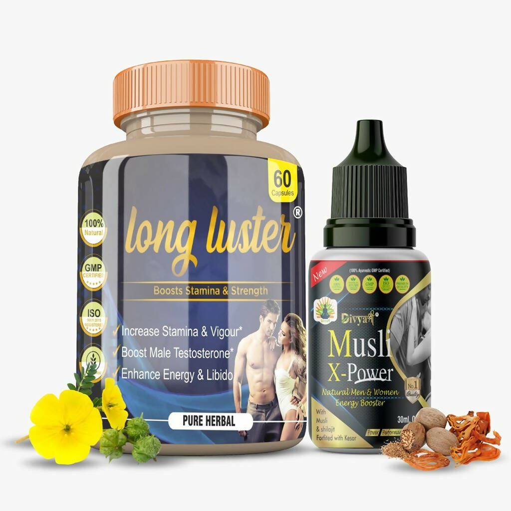 Divya Shree Long Luster Capsule & Musli X-Power Oil Combo | Grocsy
