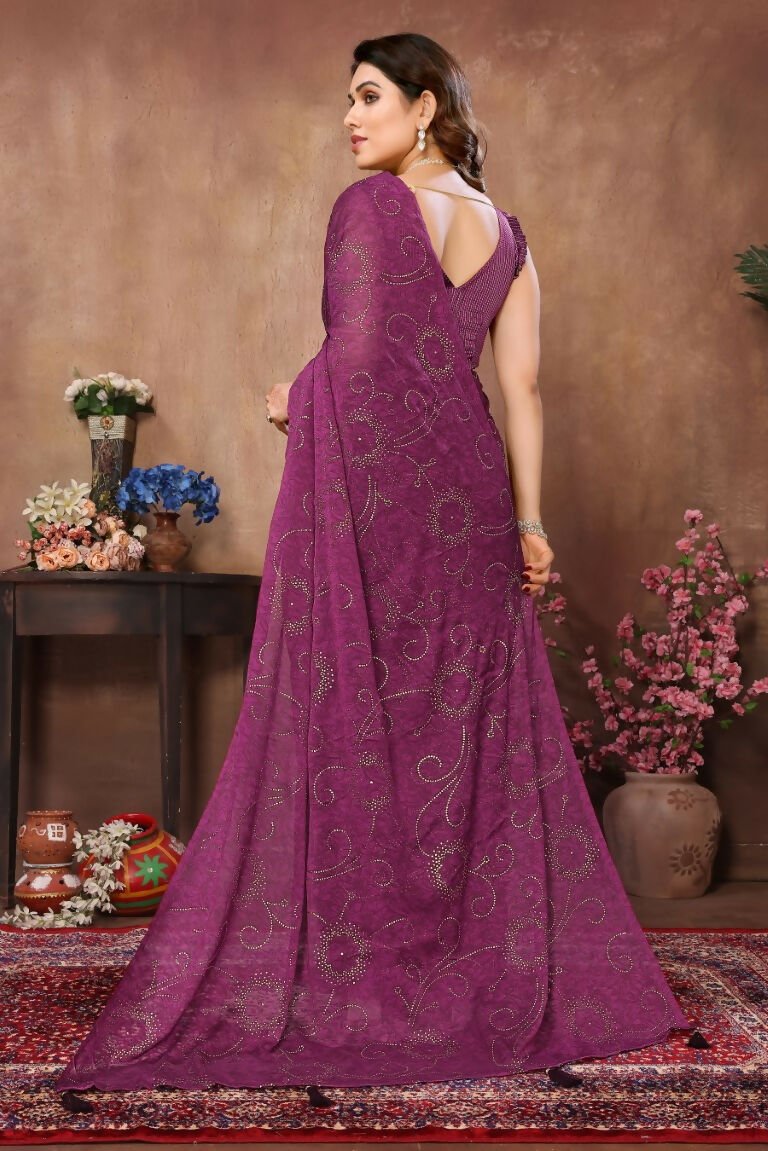 Aafreen Partywear Designer Purple Rangoli Silk Fancy Saree | Grocsy