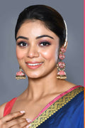 Joban Fashion Women Kundan Pearl Mina Golden White Pink Earrings | Grocsy