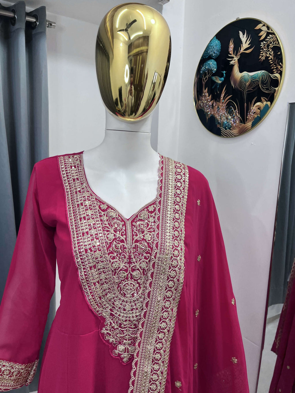 Teeya Creation Rani Color Faux Georgette Embroidery Work Long Party Wear Gown | Grocsy