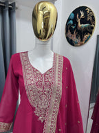 Teeya Creation Rani Color Faux Georgette Embroidery Work Long Party Wear Gown | Grocsy