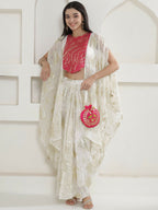 Joban Fashion White & Pink Kaftaan With Skirt | Grocsy