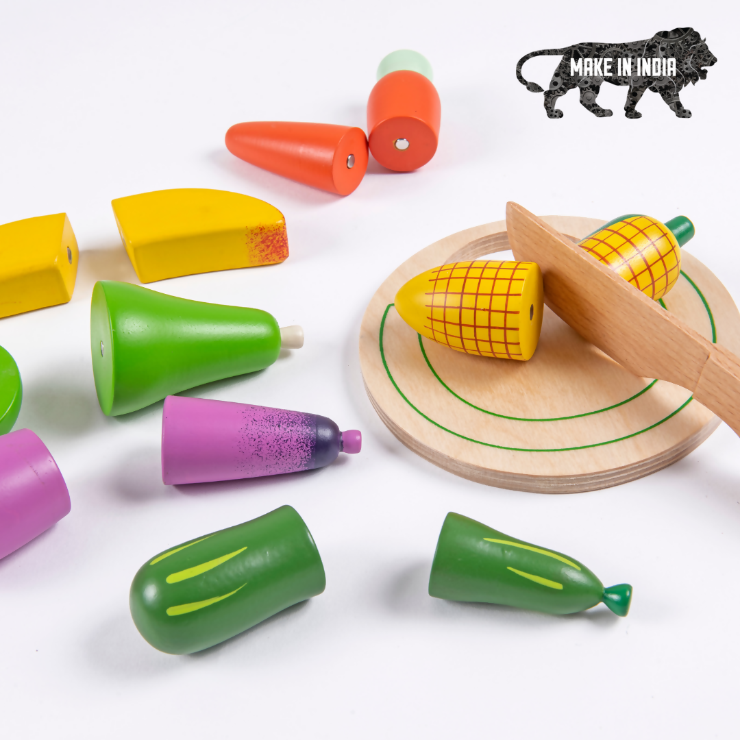 Nesta Toys Wooden Vegetable and Fruit Toy Set, Pretend Play Food, Kitchen Set Toy (3+ Years) | Grocsy